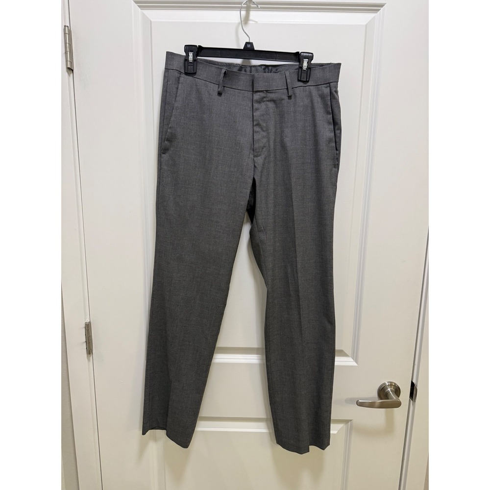 Kenneth Cole Reaction Mens Grey Flat Front Dress Pants 32x30 Stretch Trousers